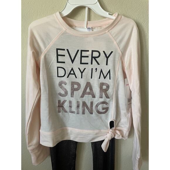 Sparkle Glitter Raglan Long Sleeve Top Leggings Pants 2 Pc Set Size M 10 - Picture 2 of 7